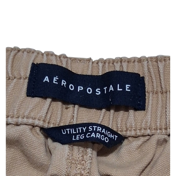 EUC AEROPOSTALE Sz. XS Tan Utility Straight Leg Cargo Jeans - Picture 5 of 11